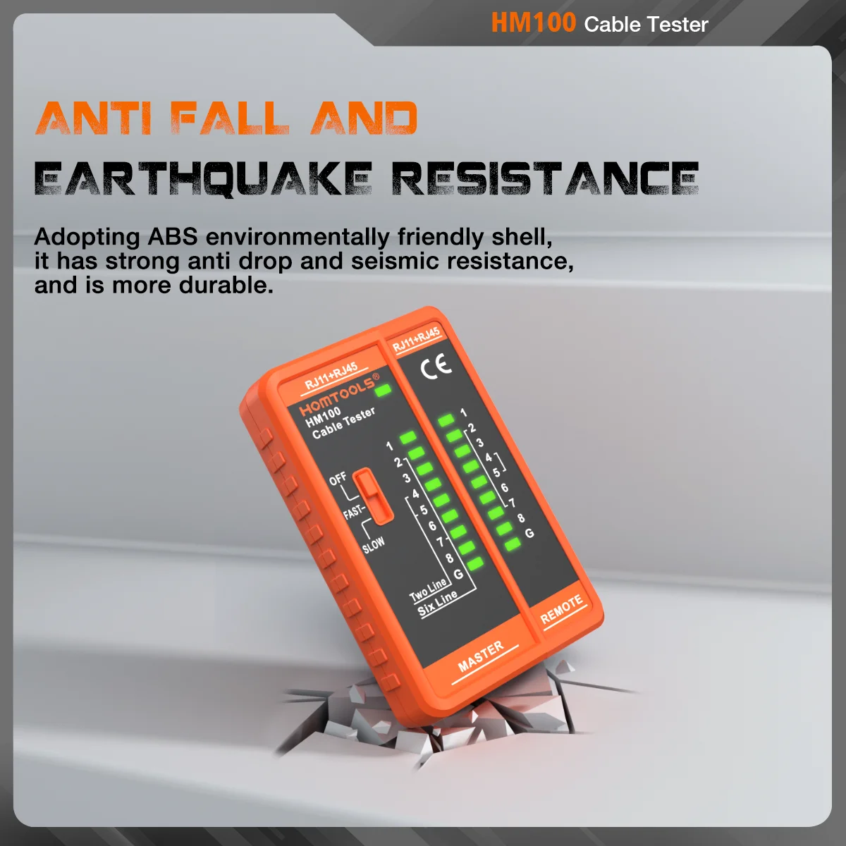 جهاز اختبار كابل الشبكة Homtools HM100 لأداة اختبار Lan RJ45 Cat5 Cat5e Cat6 Cat7 8P 6P / كابل محمي وكابل هاتف RJ11