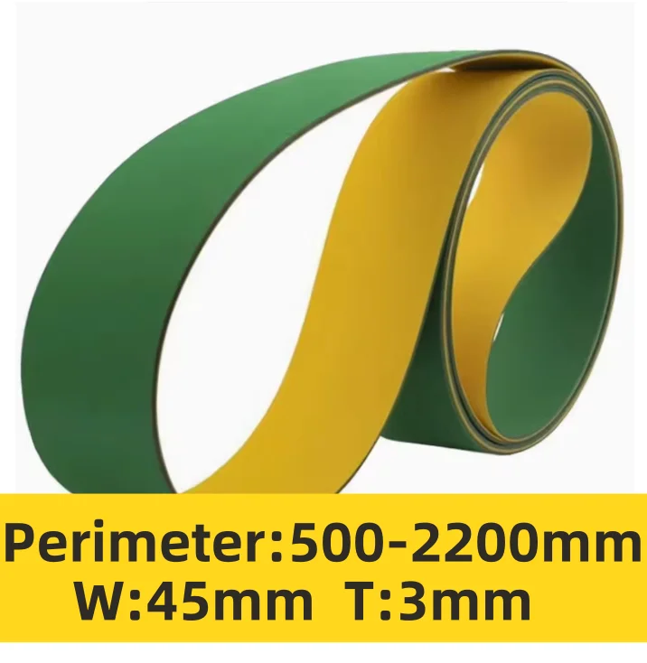 Perimeter:500-2200MM  Width:45mm Thickness:3mm Yellow Green Nylon Sheet Flat Transmission Belt High Speed Belt