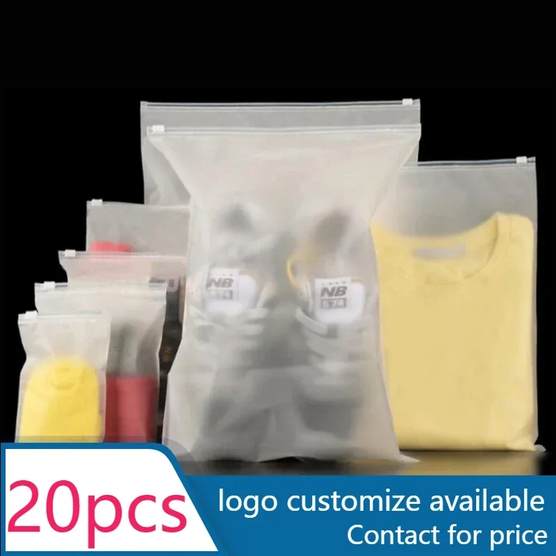 

20 pcs Travel PE Storage Plastic Zipper EVA Translucent Ziplock Waterproof Packaging Bag logo print available