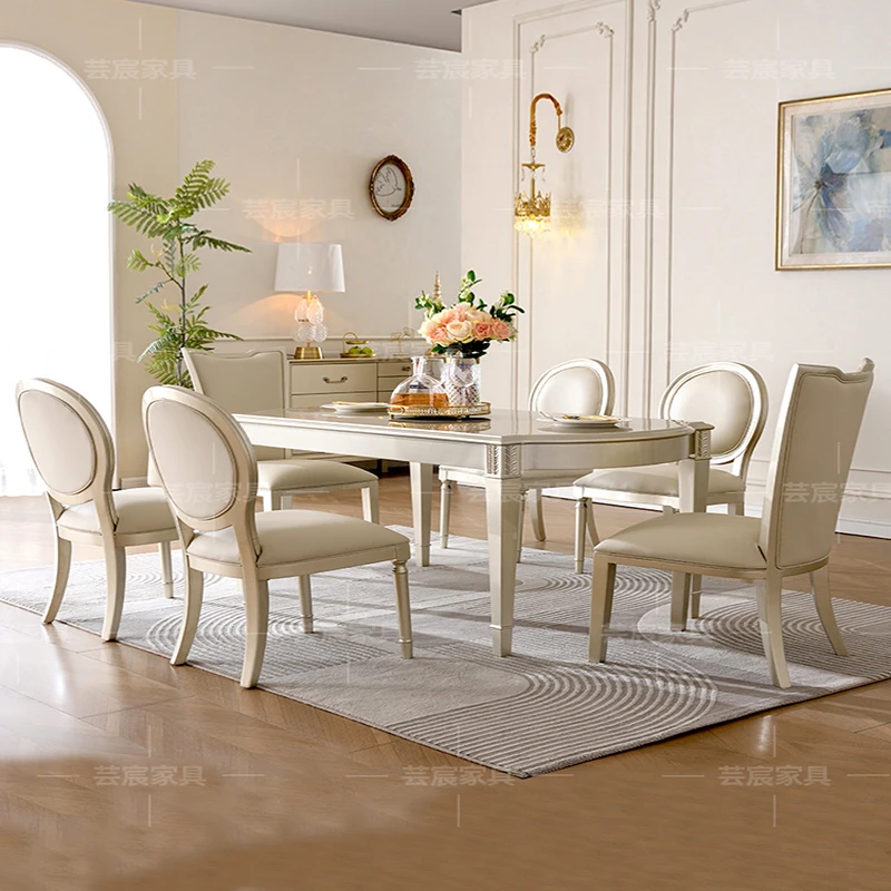 Dining Room Set Glass Table Hallway Ottoman Service Tables Living Center Modern Furniture Marble Luxury Round Mesa Comedor Sets