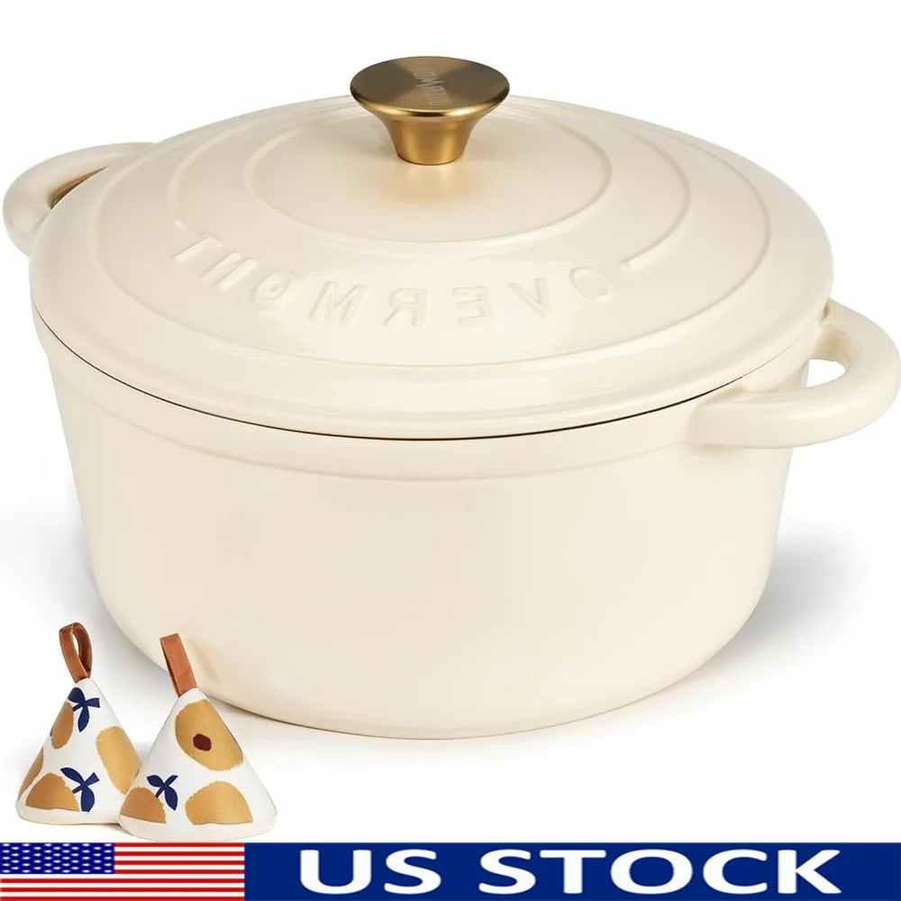 

Эмалированная чугунная голландская духовка 7QT, сверхмощная посуда, кастрюля с крышкой, ватные папки, кулинарная книга, идеальные раковины, жарка, плетение