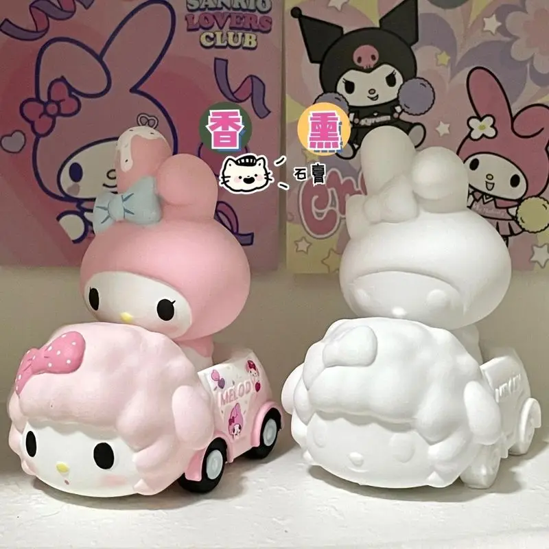 Sanrio Gypsum Doll Melody Hello Kitty Kuromi Model Anime Accessories Smearing Toys Birthday Gifts Wholesale Home Decorations