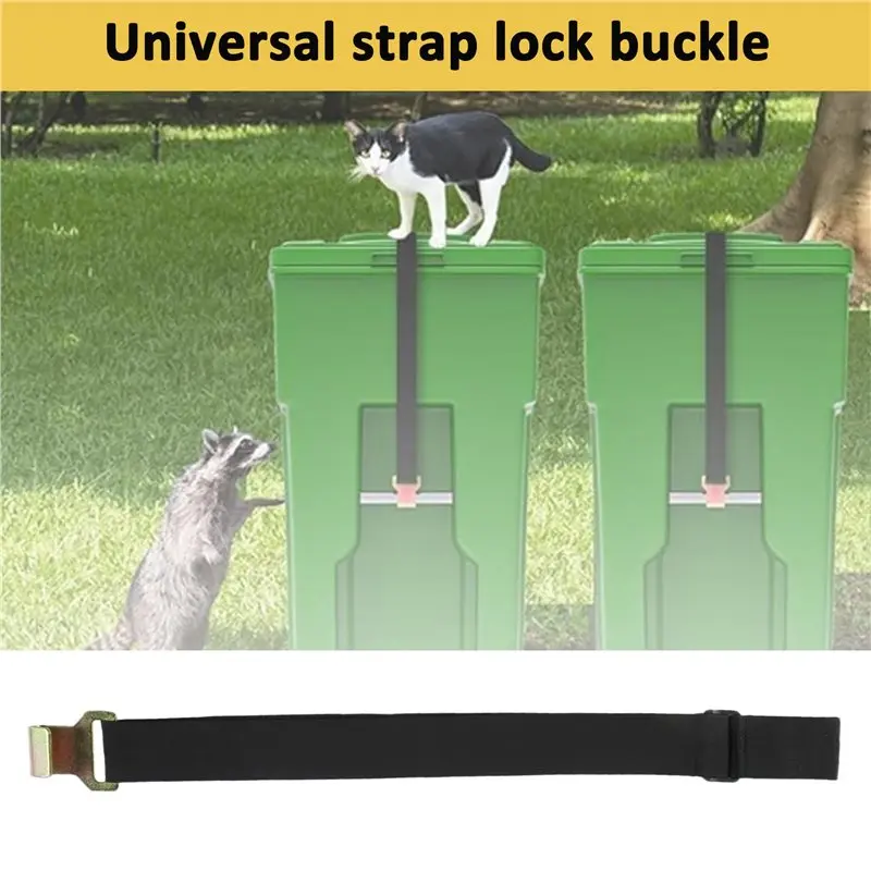 AA94-Trash Can Lock,Garbage Can Lock For Animal Fits 30-50 Gallon Bin,Adjustable Trash Can Lid Lock/Strap With Metal Claw