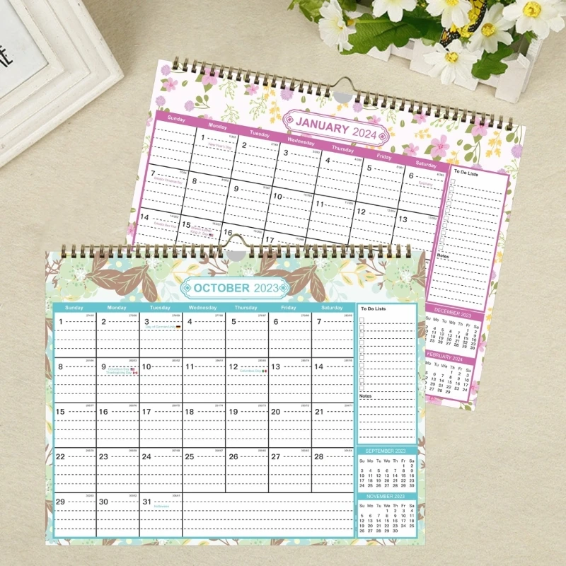 Monthly Wall Calendar Planner from Jul. 2023-Dec. 2024 for Planning Organizing Whole Month & Year Twin-Wire Binding K1KF