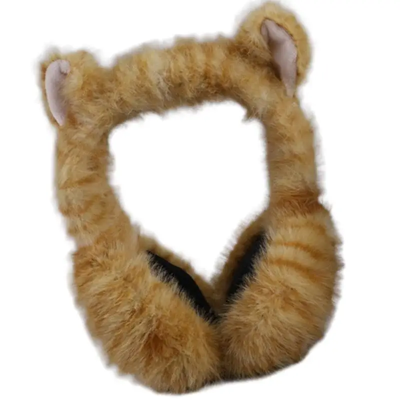 Orejeras con patrón gatos 652F, orejeras felpa cálidas para clima frío, orejeras para estudiantes dibujos animados para