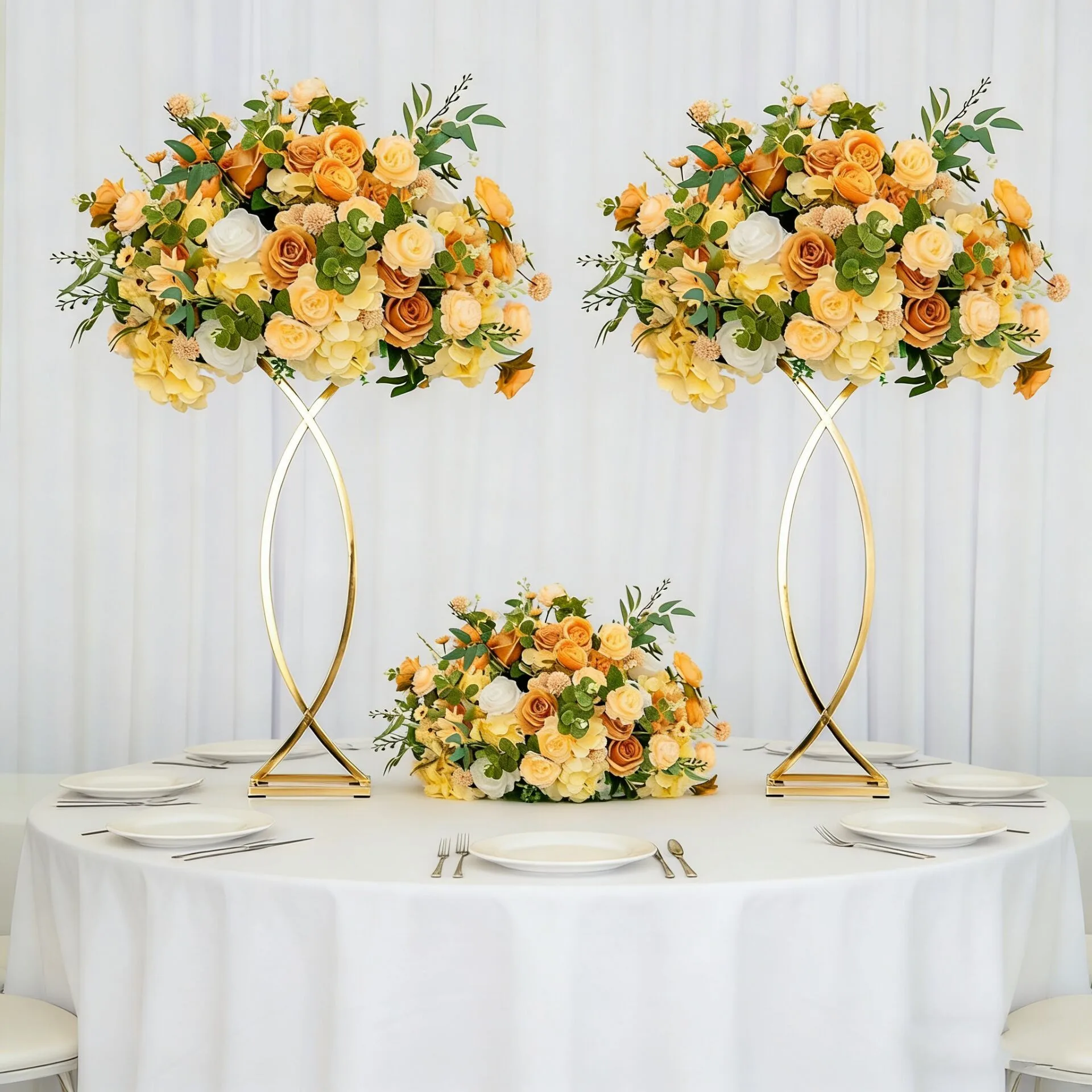 

6/10pcs Gold Plated Iron Flower Stand for Wedding Decoration Main Table Centerpiece Vase - New Style Iron Props for Party