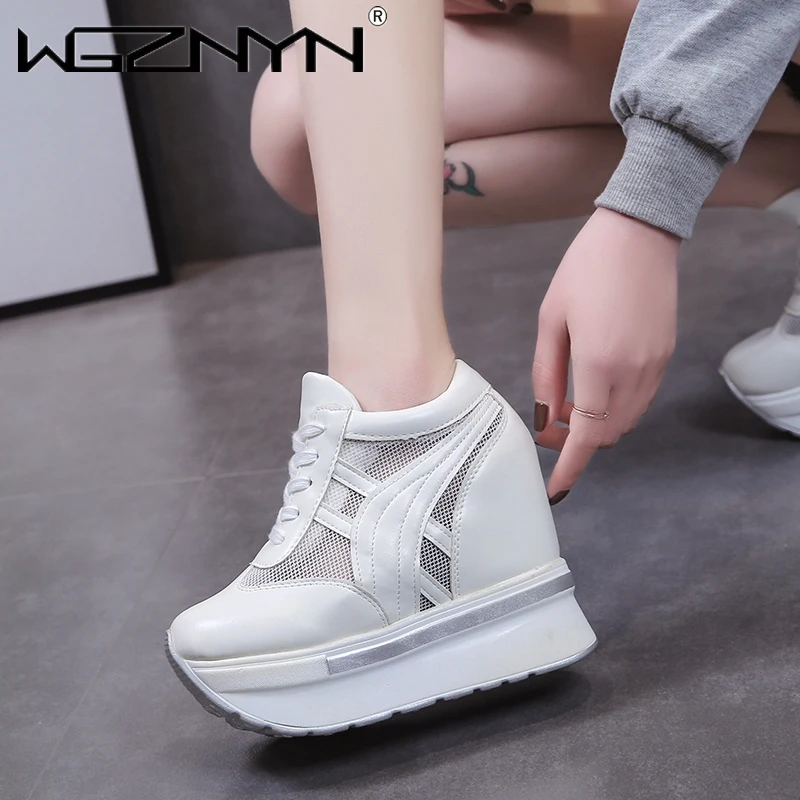 WGZNYN 2022 Autumn 11 Cm Pumps Thick Wedge Bottom Increased Casual Shoes Women Shoes Fashion High Platform Shoes Zapatos Mujer