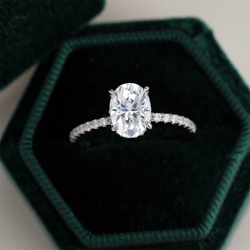 NeeTim 1ct 2ct 3ct Oval Cut Moissanite Rings for Women 925 Sterling Silver Lab Diamond Wedding Engagement Ring Gemstone Band GRA