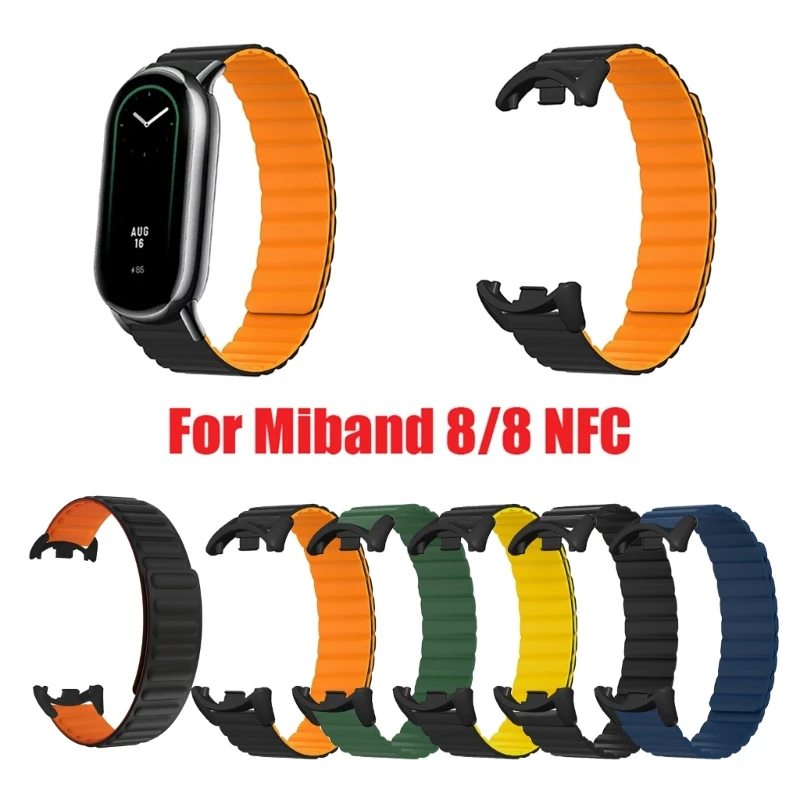 

Магнитный силиконовый ремешок для смарт-часов Xiaomi Mi Band 8, прочный браслет для часов, модный ремешок, износостойкий браслет