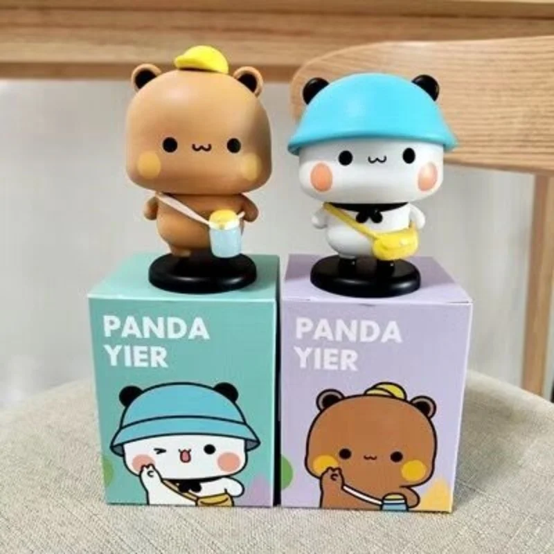 

2pcs Panda Bubu Dudu Mitao Cat Figure Anime Model Collectible Cute Action Kawaii Bear Toy Doll Home Ornament Deroc Gifts Toys