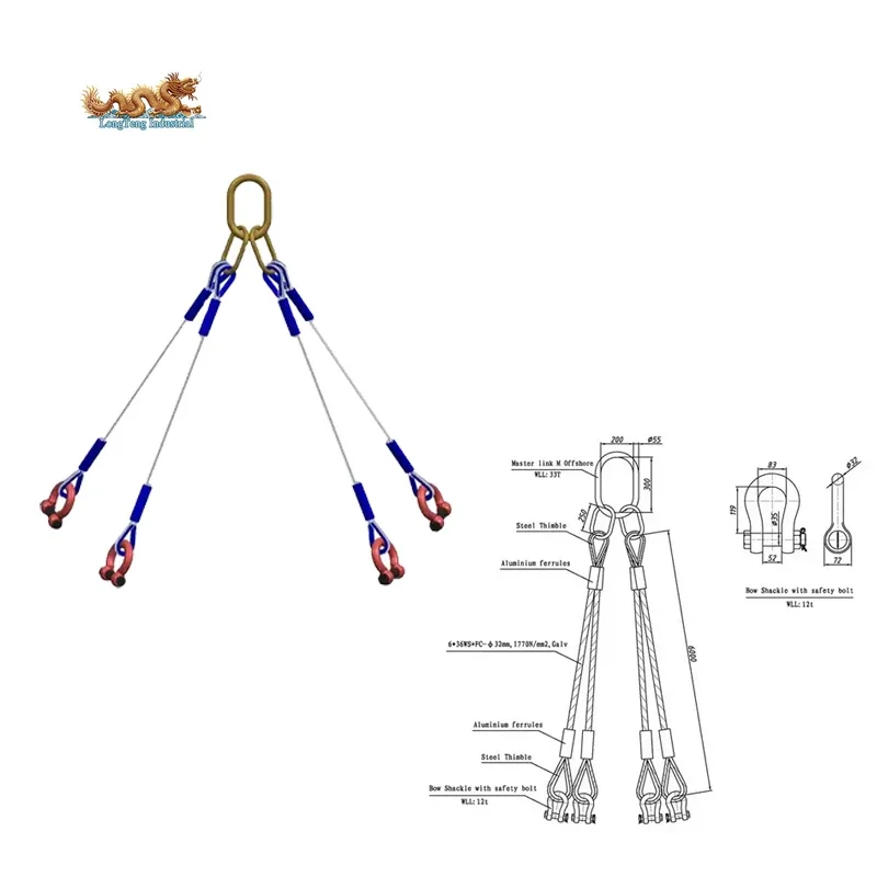 

DNV 2.7-1 Standard Offshore Container Wire Rope and Chain Lifting Slings with Shackles