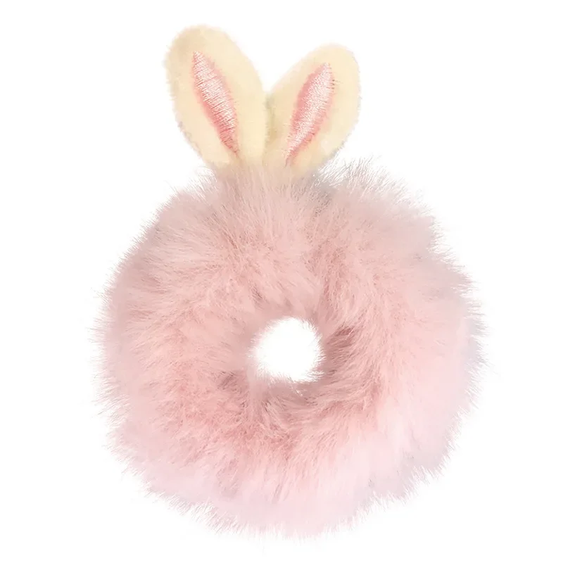 Sweet Girls Rabbit Ears Hair Rope Imitation Rabbit Fur Elastic Hair Bands Woman Fur Fluffy New Headwear Plush Hair Accessories