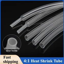 1M~100M Clear 4:1 Heat Shrink Tube with Glue Diameter 4 6 8 10.5 12 16 20 24 40 52mm Adhesive Sleeve Wrap Heat-shrinkable Sheath