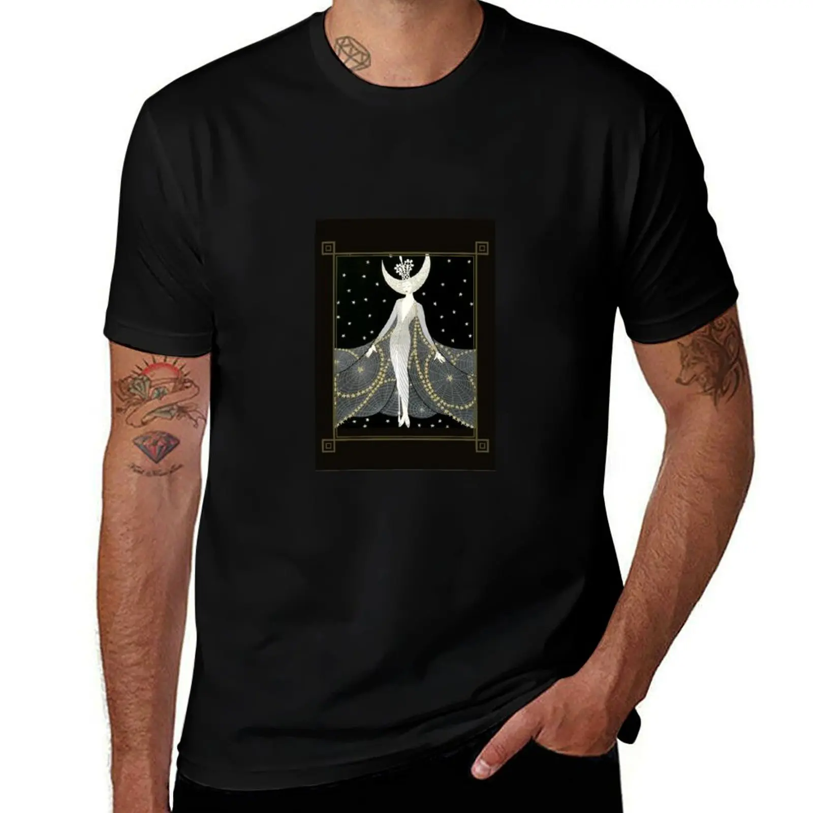 Queen of the night- Art Deco fashion plate T-Shirt basketball graphic tees quick drying summer top mens vintage t shirts