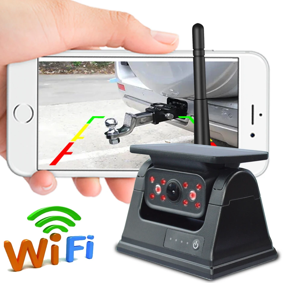 Wireless WiFi Solar Backup Camera Magnetic Base AI Blind Spot Alarm Backup for IPhone Android Bus Van Truck RV Front Rear View