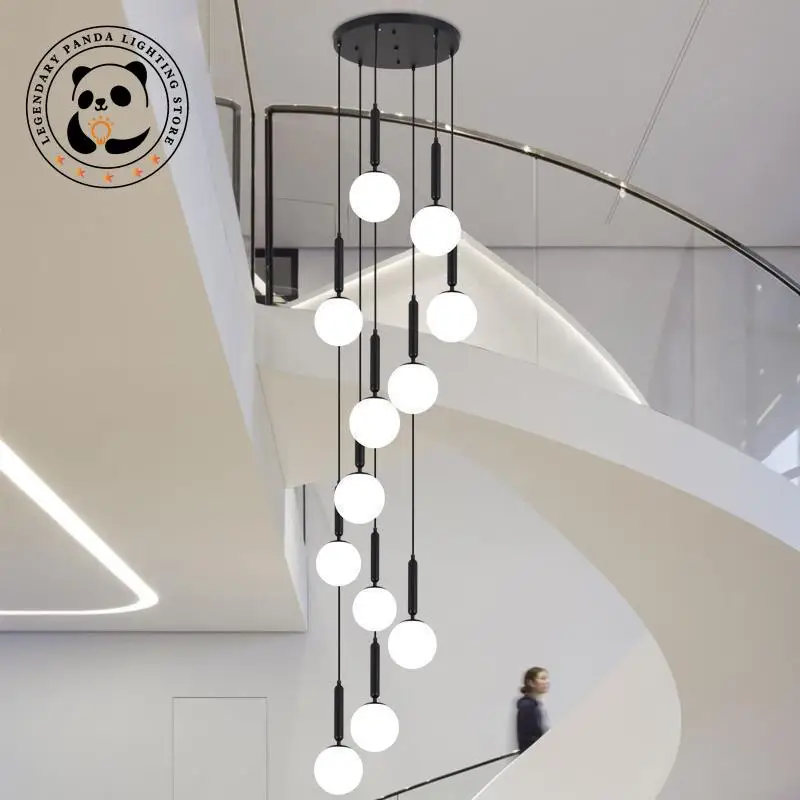 Modern Originality Pendant Lights Minimalist Round Glass Lampshade Dining Room Hotel Lobby Villa LOFT Staircase Lamp Luminaries