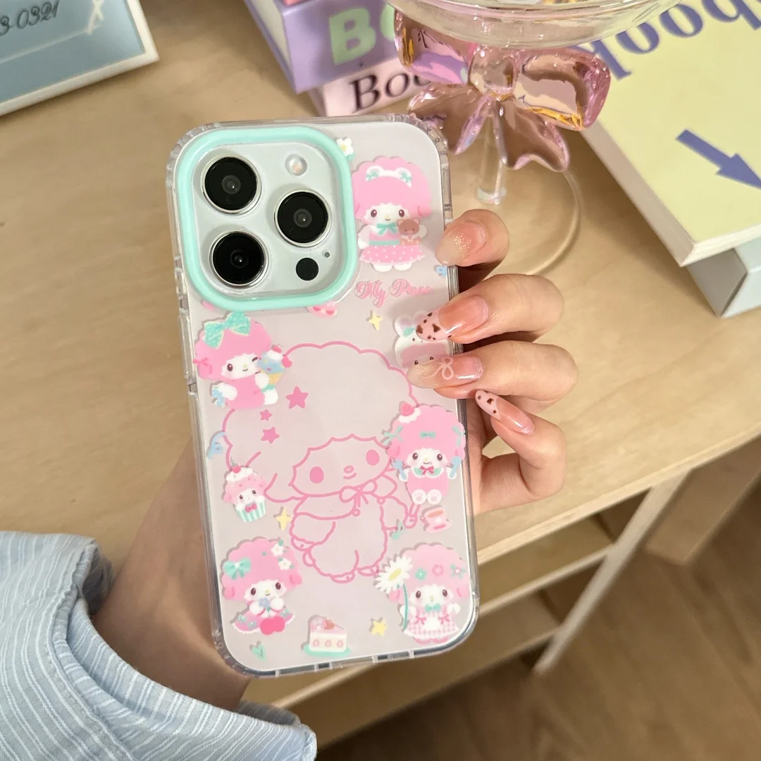 Koreanische schöne My Sweet Piano kleine Schafe Telefon Soft Case für iPhone 16 15 14 13 12 Pro Max rosa Mädchen Abdeckung ﻿ ﻿