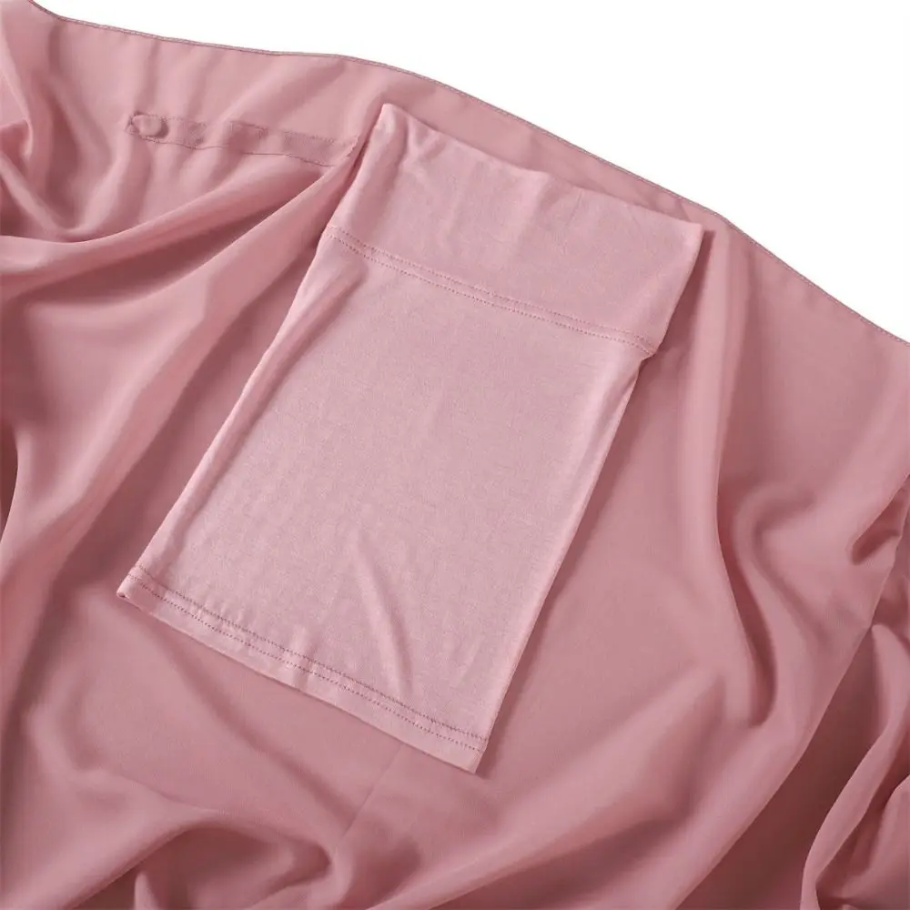 

2в1 мгновенный шифоновый шарф-хиджаб, сплошной цвет с подложкой, мусульманский длинный платок, дышащий, с полным покрытием, женская мусульманская бандана