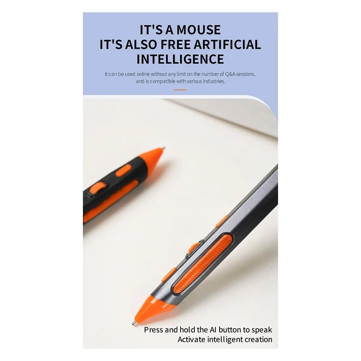 

Беспроводная ручка-мышь A10R 2-в-1 с голосовым переводом AI, Type-C, двойной режим (2.4G+Bluetooth), для презентаций PPT, для настольных ПК и ноутбуков