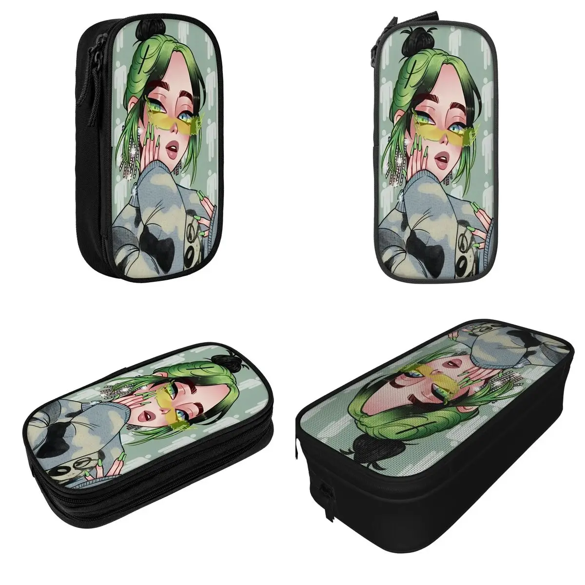 Billies Singer Pencil Case Fun Pen Box Bag Girls Boys Big Capacity Students School Zipper Pencil Box