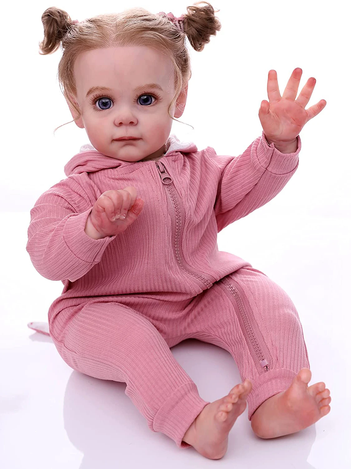 

22 Inch Realistic Reborn Baby Girl Doll, Lifelike Silicone Doll Reborn Toddler Doll Baby Toy Gift for Kids & Collectors