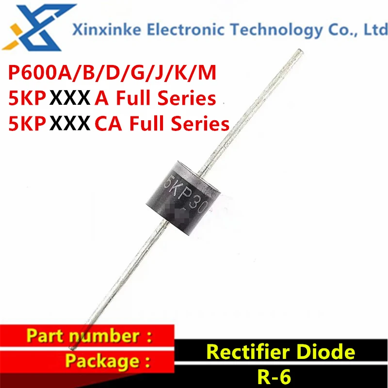 50PCS 5KP Series TVS Rectifier Diode 5KP200A 210A 220CA 110A 160A 5KP60A 64CA 5KP48A 54CA 5KP90A 5KP90CA 5KP85A 150A 130CA