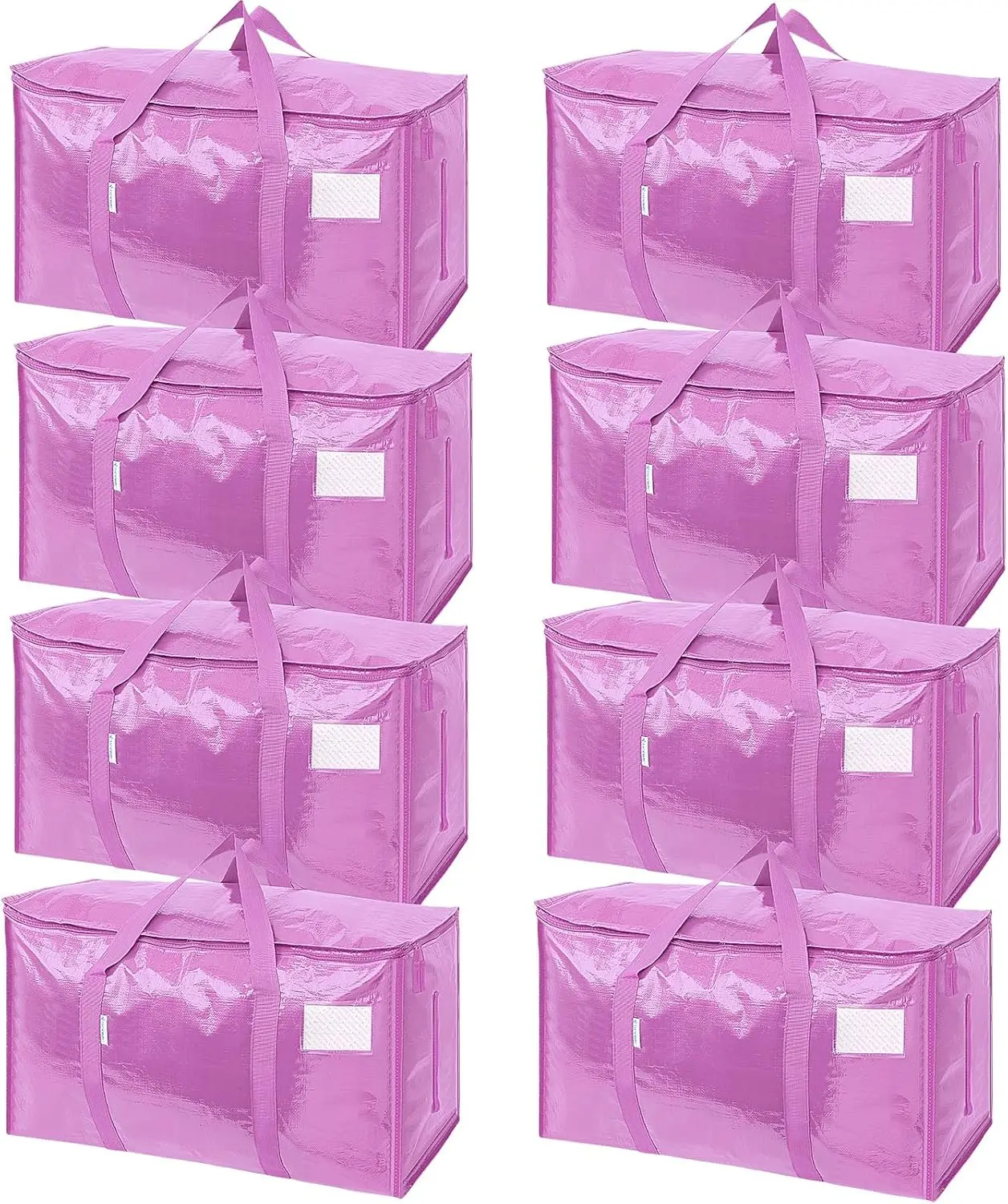 

Набор из 8 очень больших мешков для переезда с молниями и ручками, прочные контейнеры для хранения вещей (розовые)