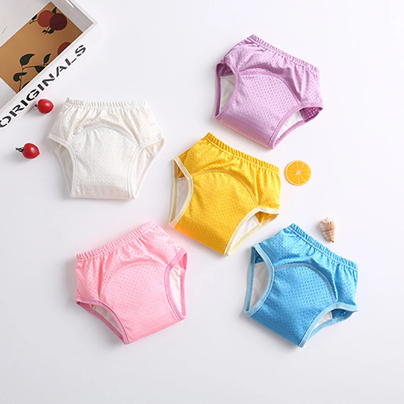 New Mesh Baby Waterproof Training Pants Summer Solid Baby Diaper Infant Shorts Nappies Panties Nappy Changing Underwear Cloth