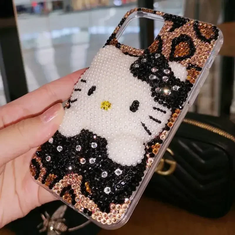 Y2K Hello Kitty Iphone Rhinestones Phone Case Kawaii for Iphone17 16 15 14Pro Max Anime Girls Heart Upscale Girlfriend Gift view 2