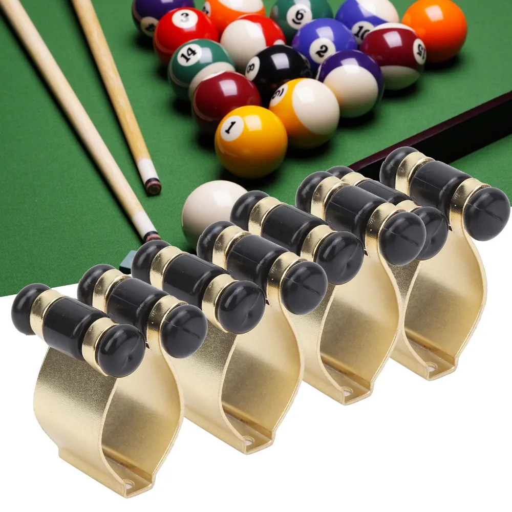 4PCS Metal Billiards Cue Clip Gold Compact Portable Pool Cue Clip With Screw Holes Billiard Stick Holder Replacement Clip