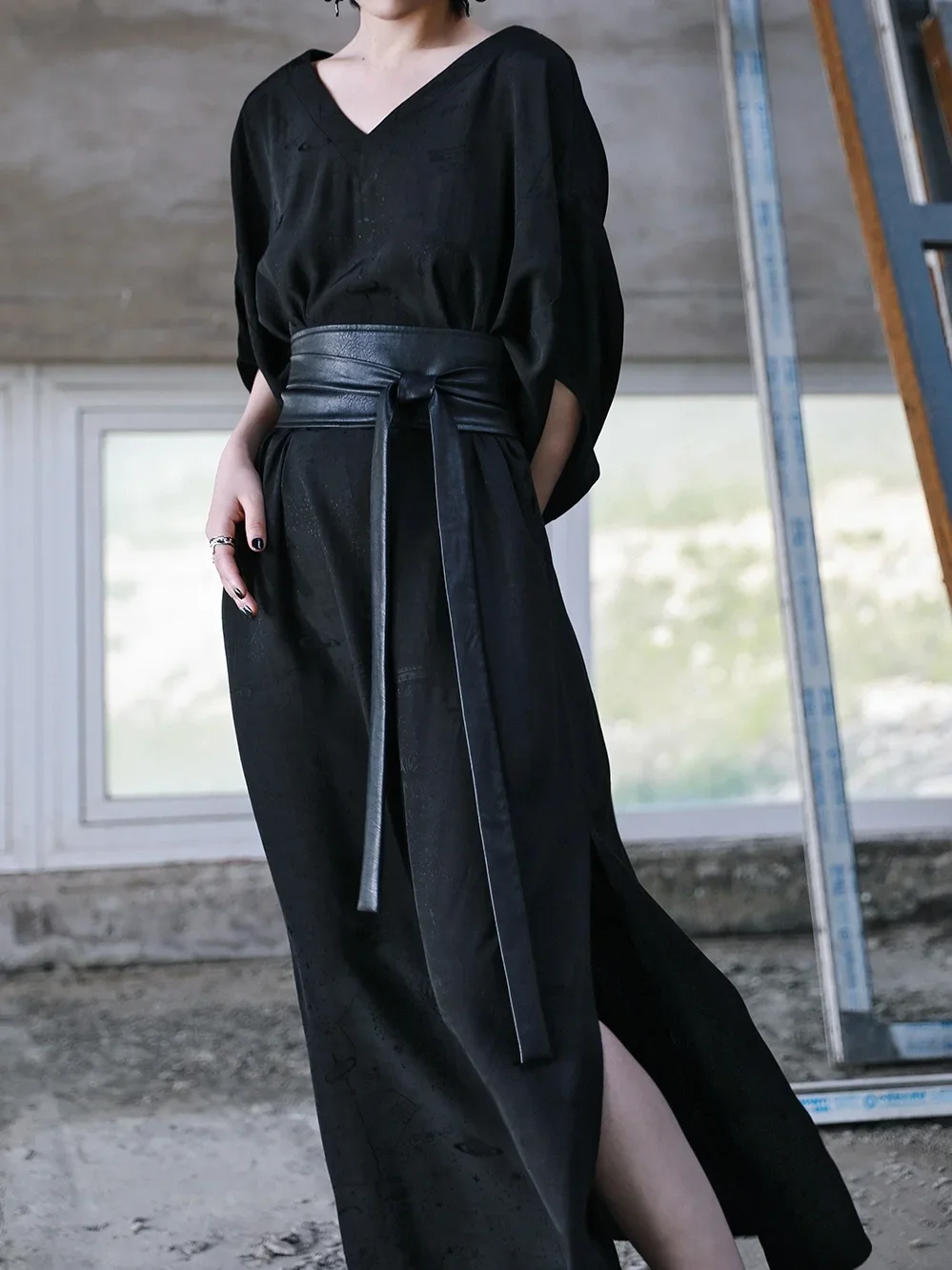 UMI MAO Yamamoto Dark Asymmetric Design Sense PU Leather Waistband Personalized Handsome Dress Versatile Waistband Overlay