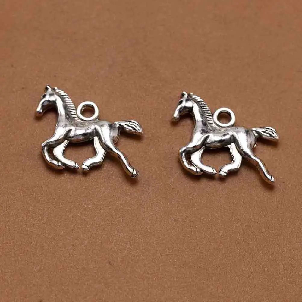 

50pcs Alloy Pendant Charms Horse Necklace Jewelry Making Accessories Diy Crafts Durable Unique Shape Design For Keychain