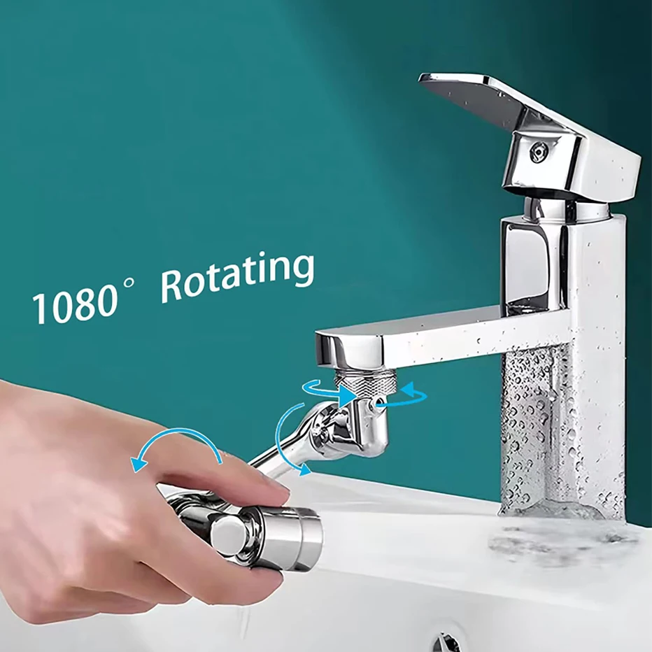 Metal 1440° Water Tap Nozzle Kitchen Sink Faucet Extenders 2 Modes Universal Bathroom Tap Bubbler Adapter Saving Aerator