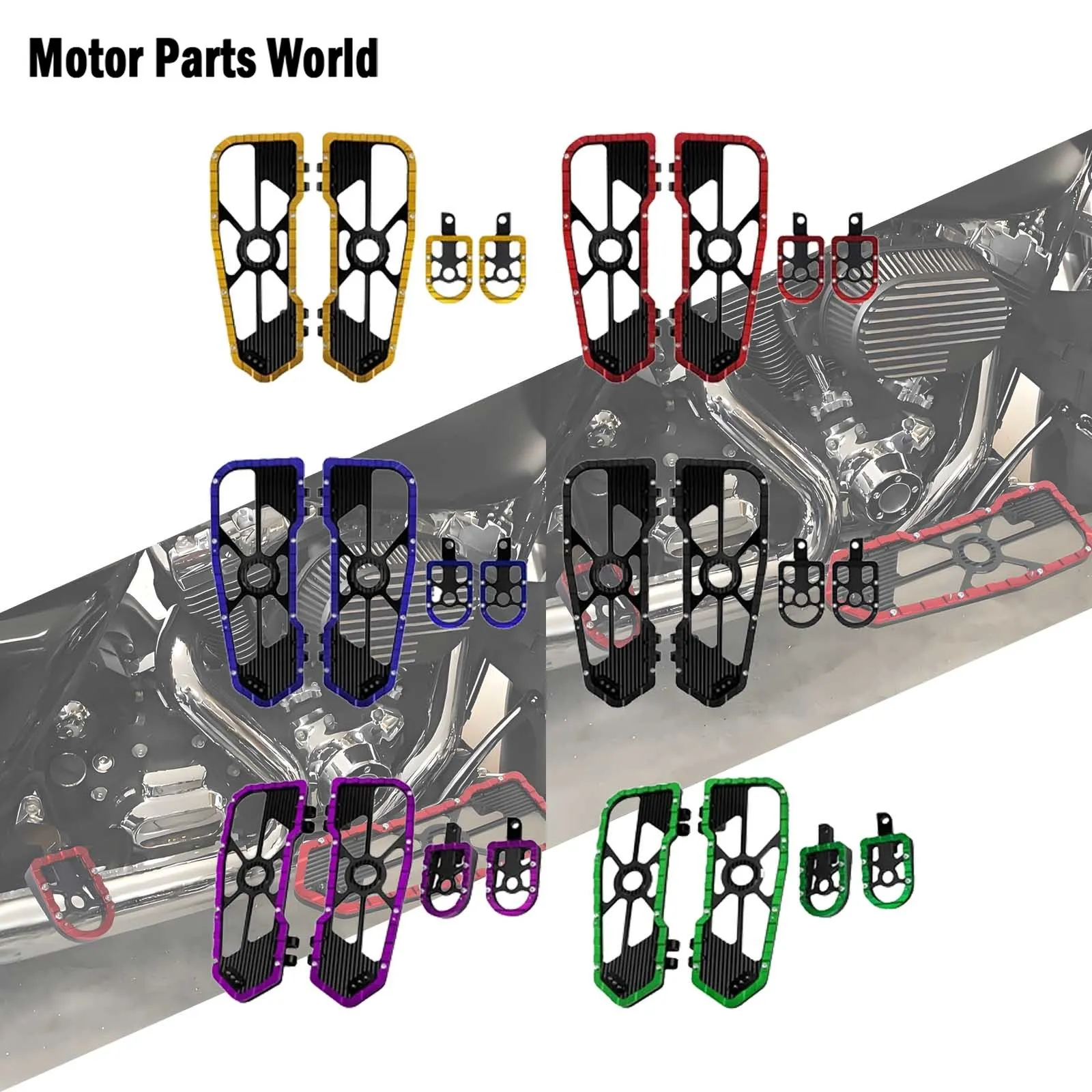 

Motorcycle Foot Pegs Driver Passenger Floorboards Front Rear Footrest For Harley Touring Electra Street Glide Softail Dyna FLHR