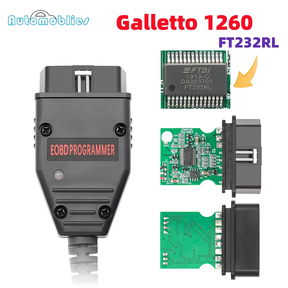 أداة ضبط رقاقة Galletto 1260 ECU أدوات تشخيص السيارة obd2 FTDI رقاقة ECU المتعري مبرمج قراءة وكتابة كابل الماسح الضوئي التلقائي obd 2 #1