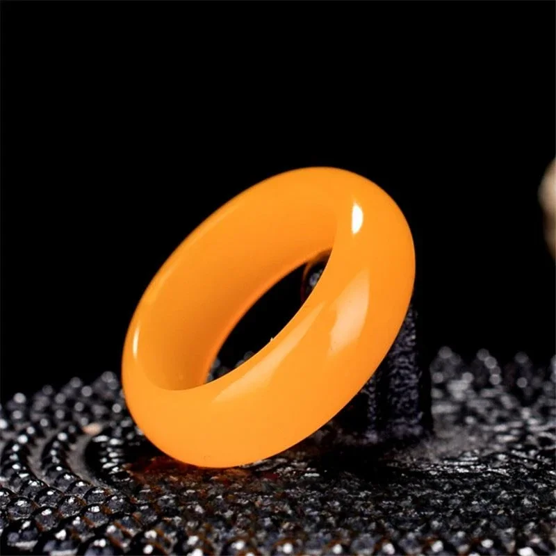 

Yellow Jade Ring Jewelry Chinese Jadeite Charm Hetian Fashion Crafts Natural Woman Gifts Amulet Gemstone Carved