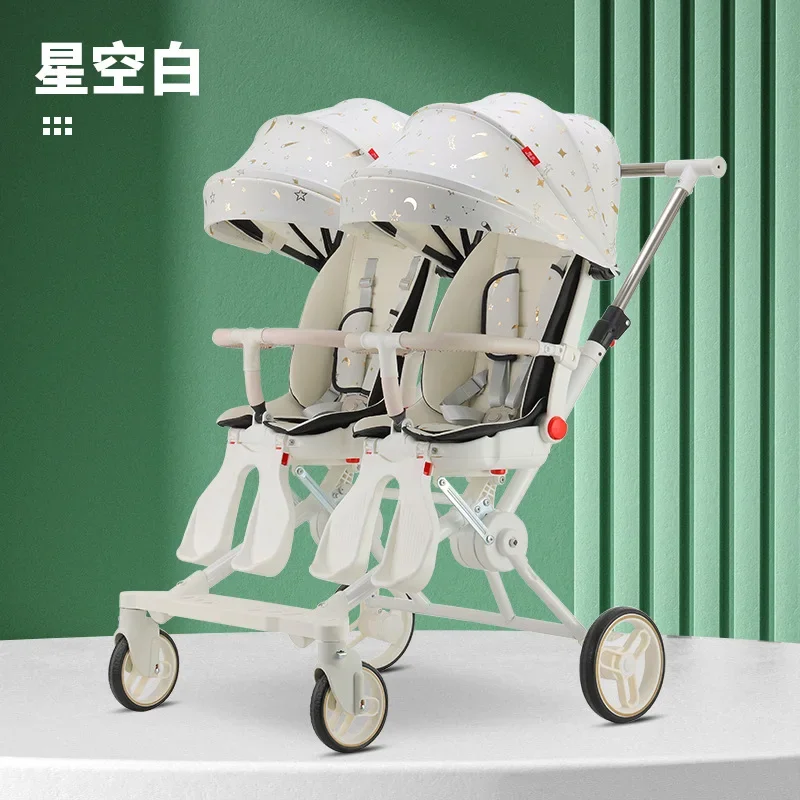 

Twin Baby Stroller Stroller Lightweight Foldable Sitting Reclining Twin Rotating Seats