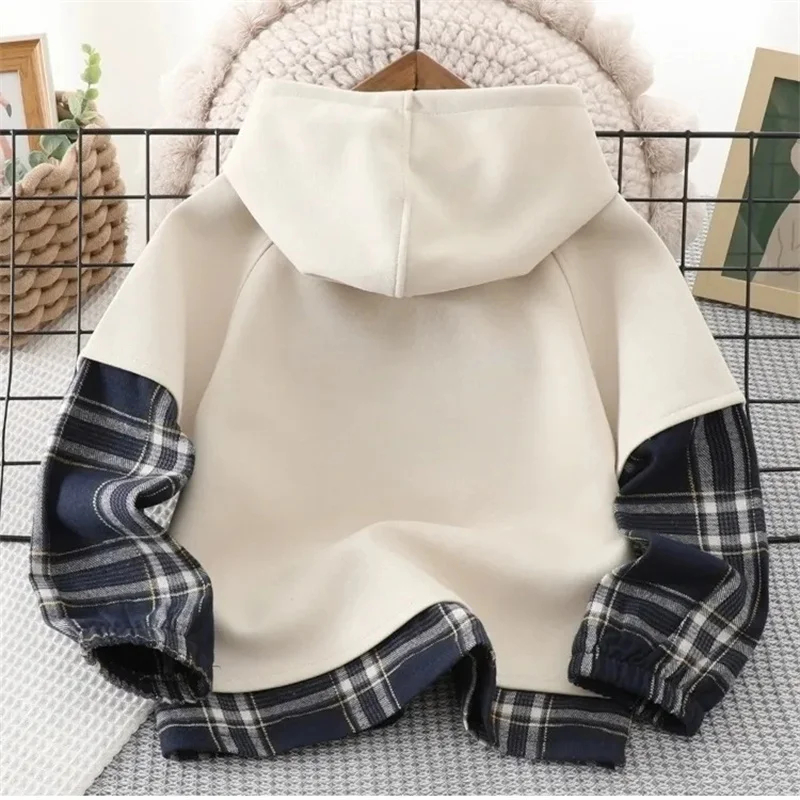 الخريف البلوز الأطفال مقنعين البلوفرات ربيع جديد الفتيان رسالة طويلة الأكمام بلايز الاطفال معطف الموضة فضفاضة ملابس المراهقين #4