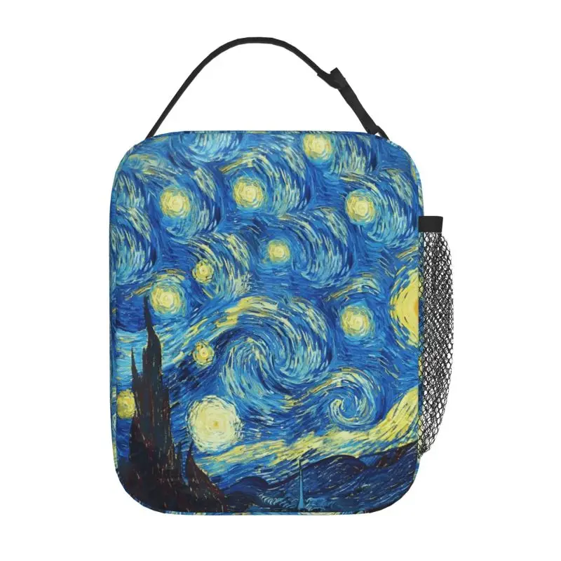 Van Gogh The Starry Night Art Insulated Lunch Bag Portable Waterproof Oxford Thermal Lunch Bag Food Bento Box for Work School