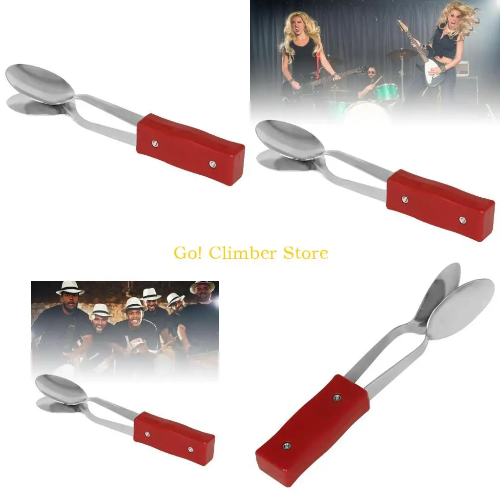 

Q84C Musical Metal Spoon Percussion Instrument Toy for Play Sounds Percussion Musical Spoon with Handle Percussion Instrument