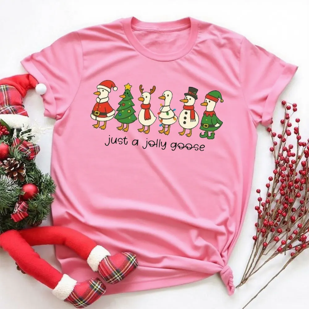 ジャストアジョリーグースシャツ面白いガチョウシャツクリスマス愚かなガチョウ Tシャツ O ネック高品質綿半袖女性トップス