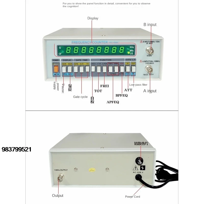 Harga Bagus Penghitung Frekuensi Resolusi Tinggi TFC-2700L Penghitung Frekuensi Presisi Tinggi Multifungsi 8 Tampilan LED Inst