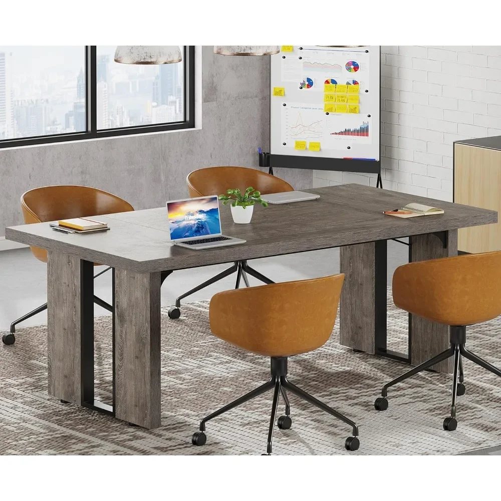 

Meeting Table for 6, Rectangular Seminar Table Boardroom Table for Office Meeting Conference Room