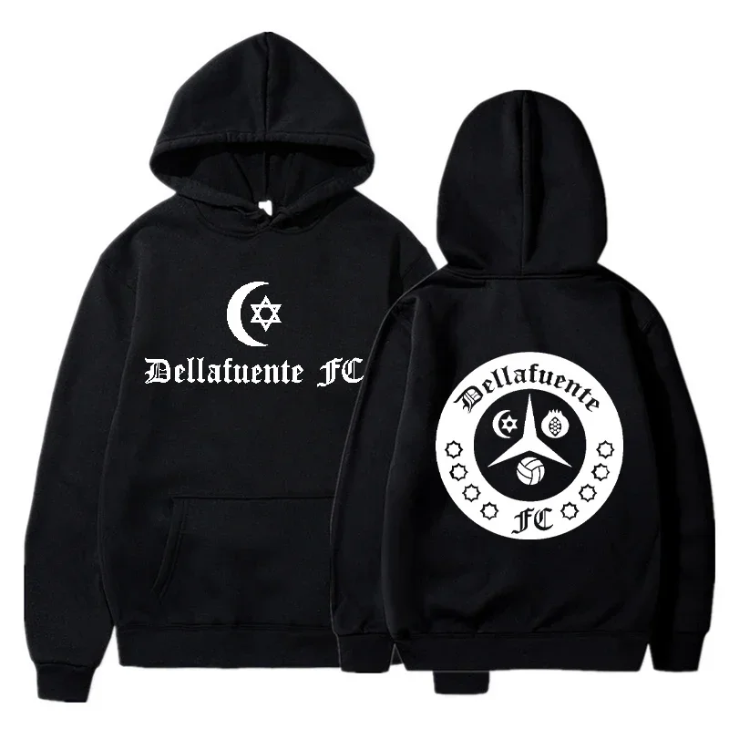 Dellafuente Hoodies Men Fashion Letter Graphic Printed Sweatshirts Women Casual Harajuku Streetwear Hooded Pullover Sportswear