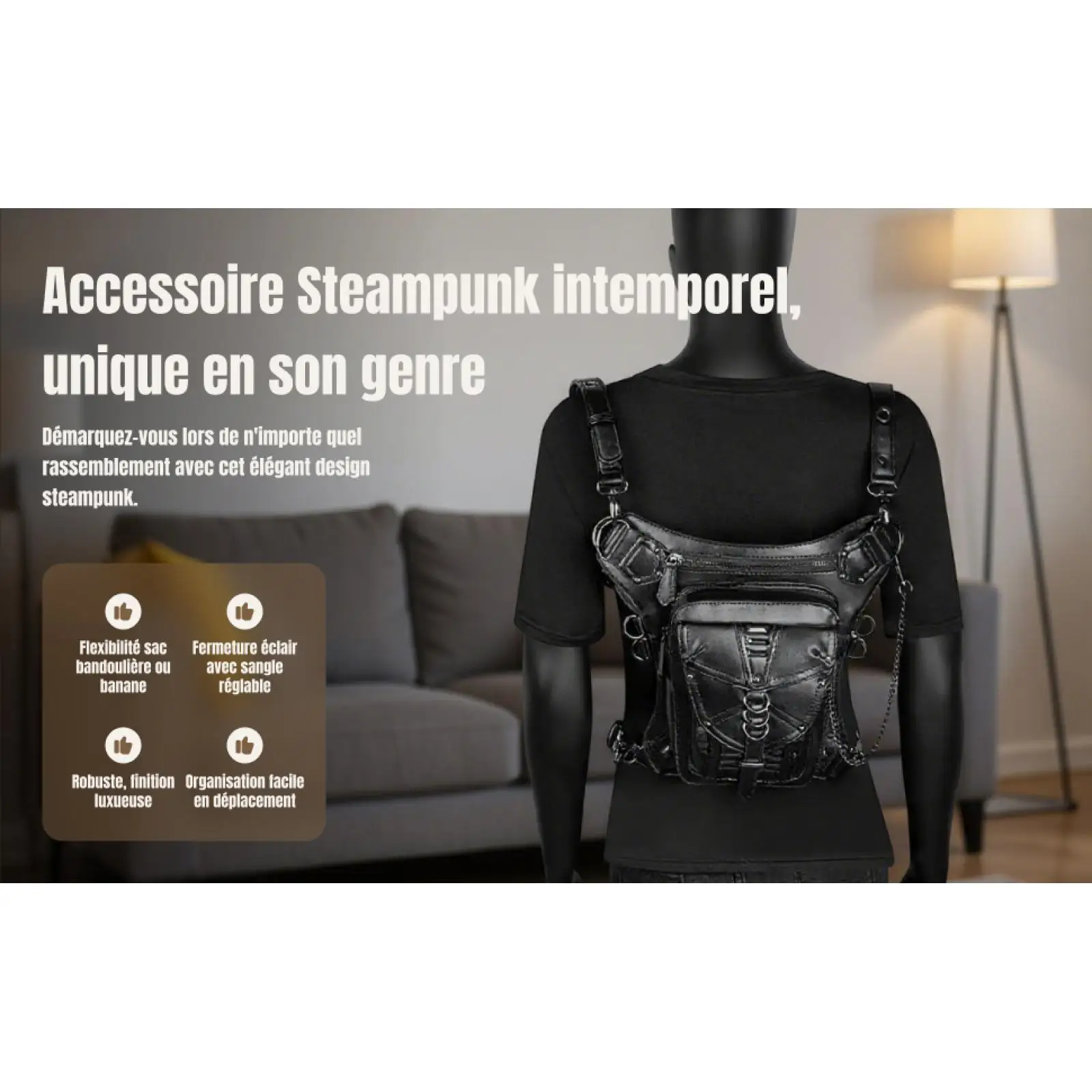 

Steampunk Women Waist Bag Motorcycle Drop Leg Bags Punk Rock Thigh Belt Hip Bag Messenger Shoulder Crossbody Holster Pack