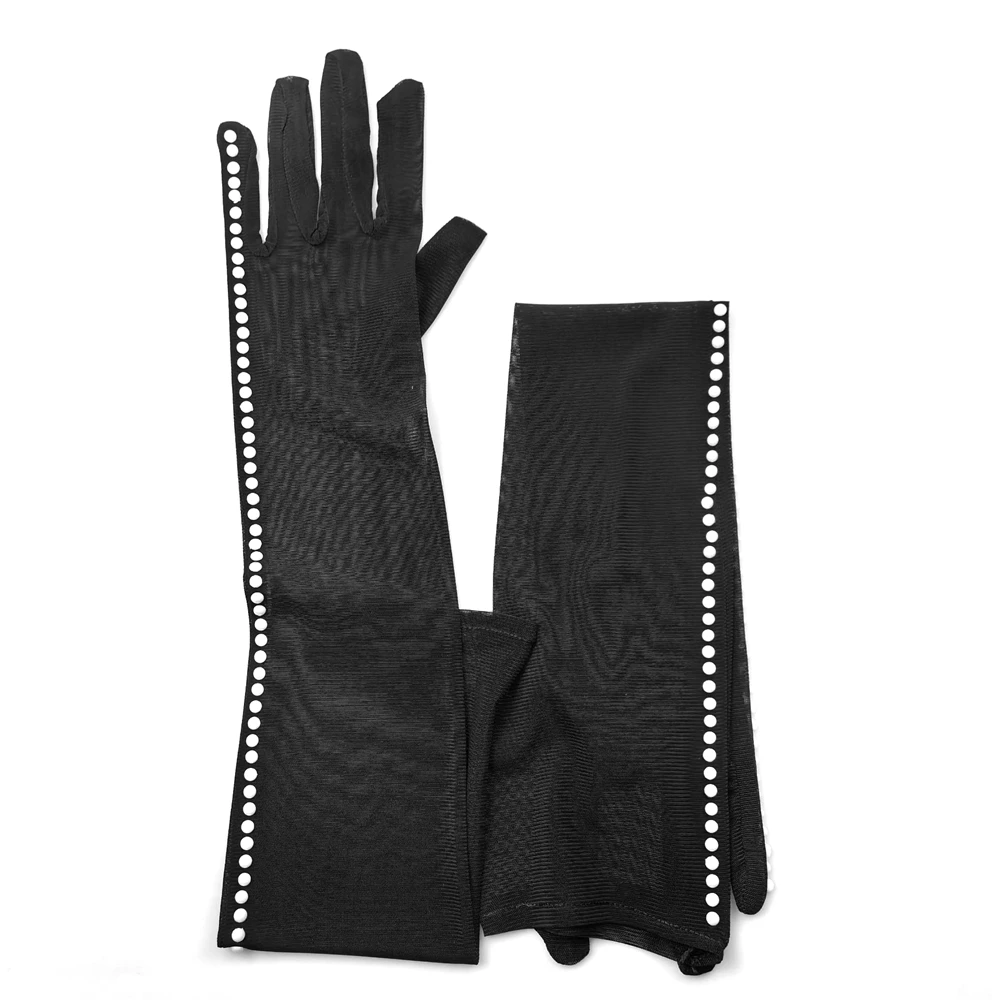 Gants de conduite respirants indépendants pour femmes, mitaines visuelles élastiques, longs maillés, décorés de perles, cérémonie de banquet, longueur de 52cm, ST10