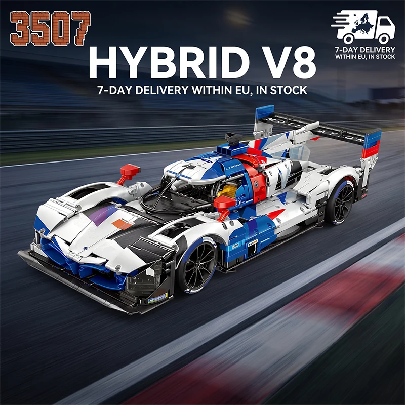 3507-teiliges M HYBRID V8 Sportwagen-Bausatz im Maßstab 1:8, City-Speed-Rennfahrzeug-Modellbausatz, DIY-Montagespielzeug für Erwachsene, ideales Geburtstags- und Feiertagsgeschenk, Heim- und