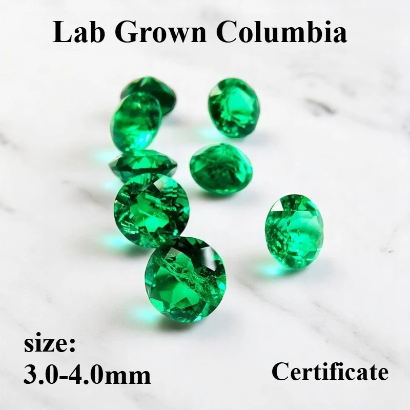

Lab Grown Columbia Emeralds Round Shape 3.0-4.0mm VVS1 Used Making Rings Earrings Main Materials Selectable AGL Certificate