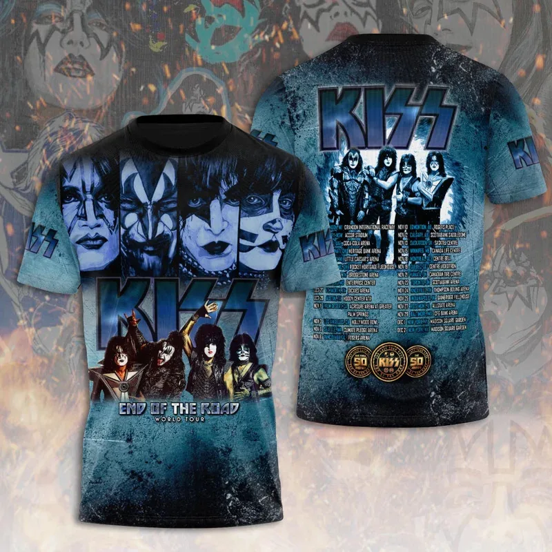 

Rock Band Kiss T-shirts 3D Printing T Shirt Summer Men Women Funny Hip hop Short sleeve O-neck Tee Shirt Street Man Y2K Tshirt