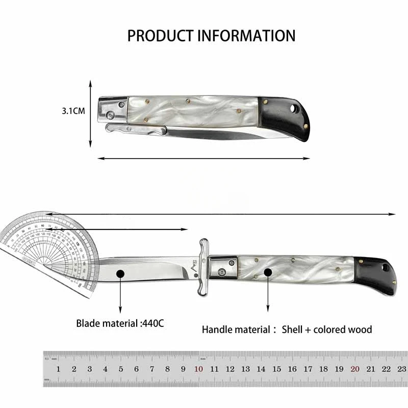 Patriot AKC folding Knife, 420 stainless steel Handle Outdoor Tactical Hunting Self-defense Utility EDC Tool 440C blade